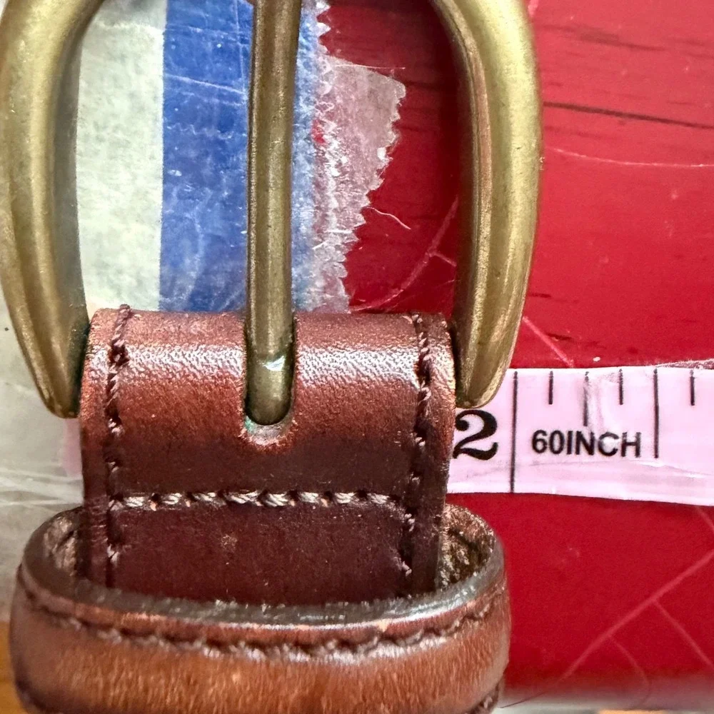 VTG Brighton Braided Woven Leather Belt Men 40 Brown Brass Buckle Casual Classic